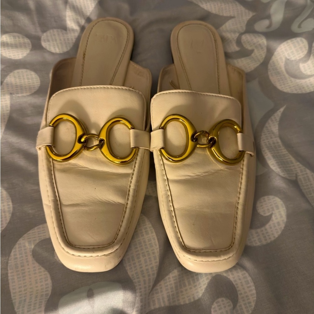 Zara slide on loafers. Cream sz 39 - Picture 2 of 2